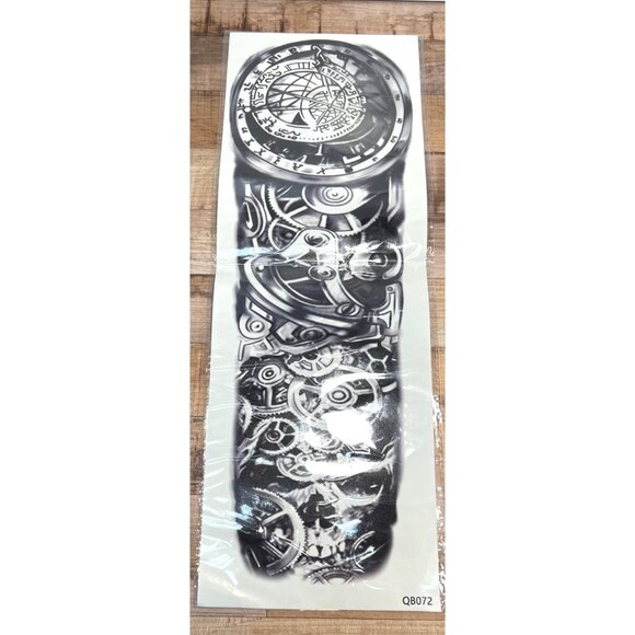 Steampunk Gears & Compass Skull Design Arm Sleeve Waterproof Temporary Tattoo Sh - Picture 1 of 3